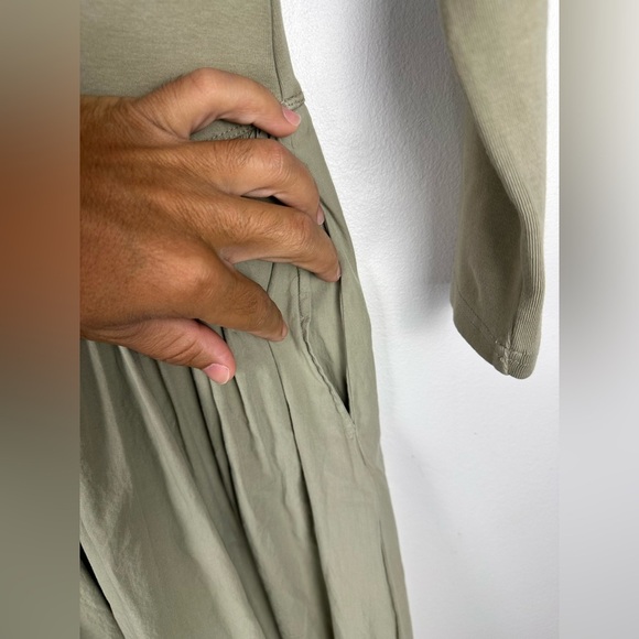 Free People Sage Green Beach Aelia Drop-Waist Midi Dress Flared Women’s Sz M - Picture 9 of 9